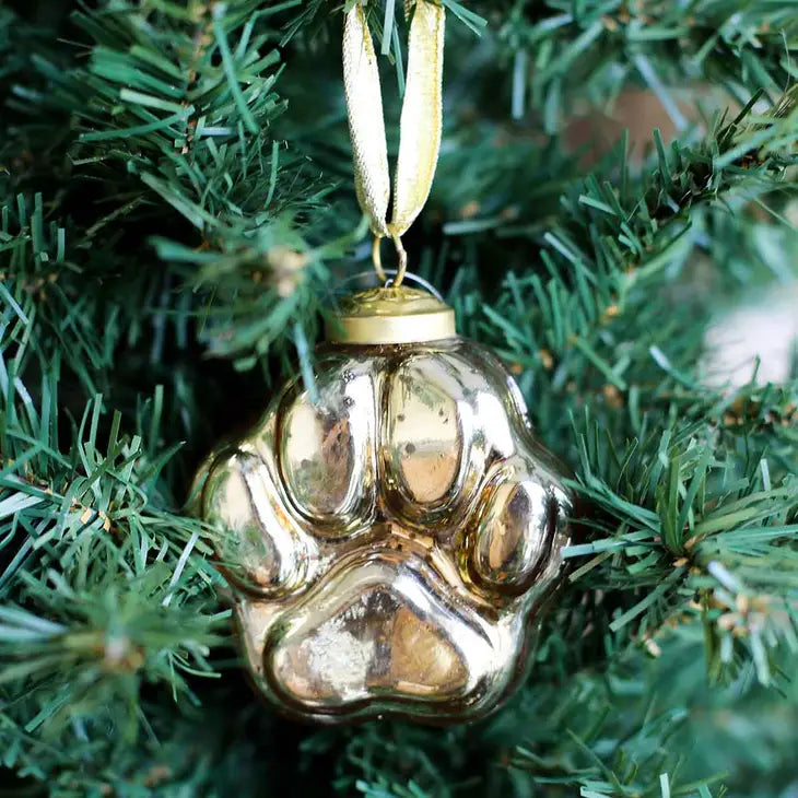 Tiger Paw Glass Ornament