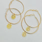Gold Hoop Earrings with Tiger Charm