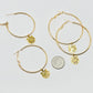 Gold Hoop Earrings with Tiger Charm