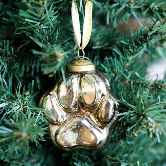 Tiger Paw Glass Ornament